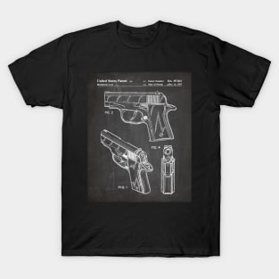 Sig Sauer Pistol Patent - Firearm Enthusiast Gun Lover Art - Black Chalkboard T-Shirt